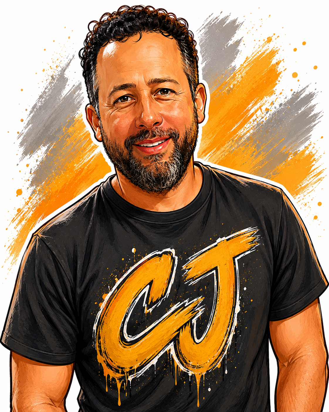 Caricature of CJ, owner of CJ Urban Wear