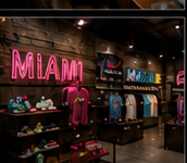 Store interior with Miami signage
